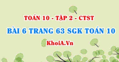 Bài 6 trang 63 SGK Toán 10 tập 2 Chân trời sáng tạo